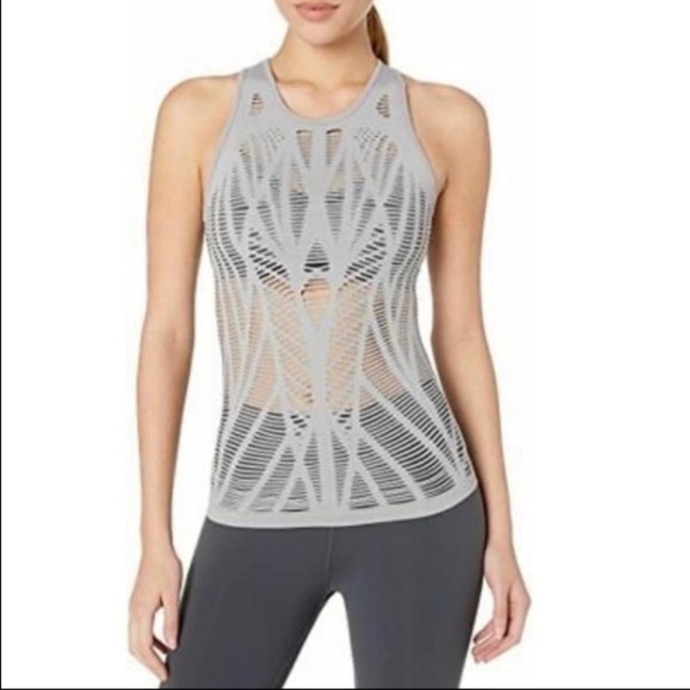 Alo Yoga Vixen Tank top cutouts light grey size small
